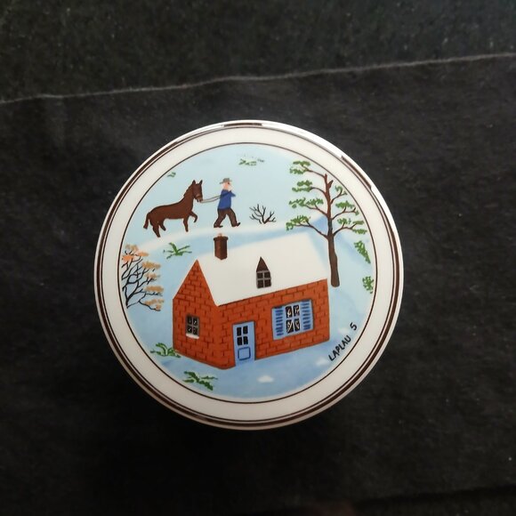 Villeroy Boch Design Naif Porcelain Lidded Trinket Box winter scene horse man - Picture 3 of 16